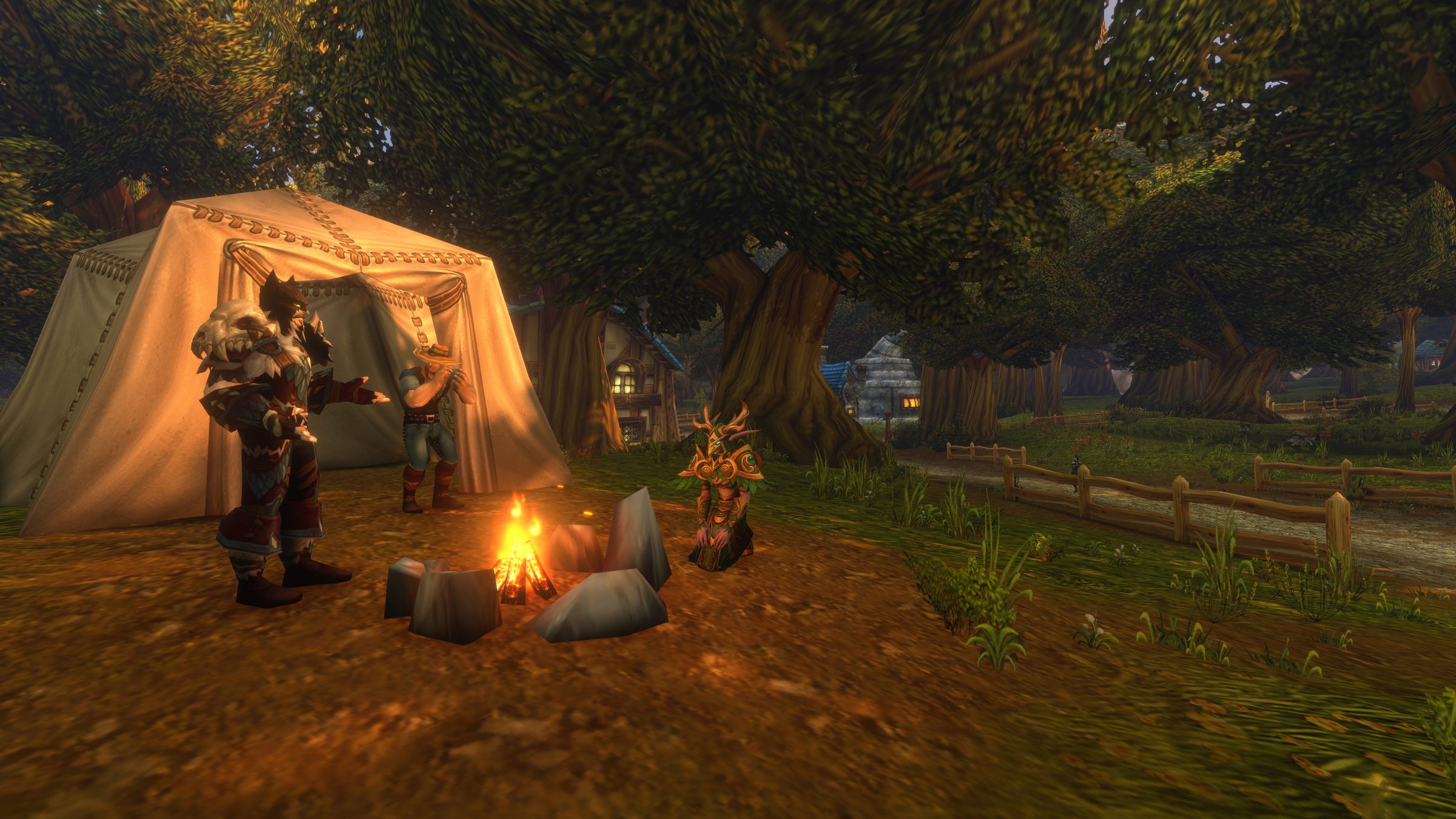 Players around a campfire